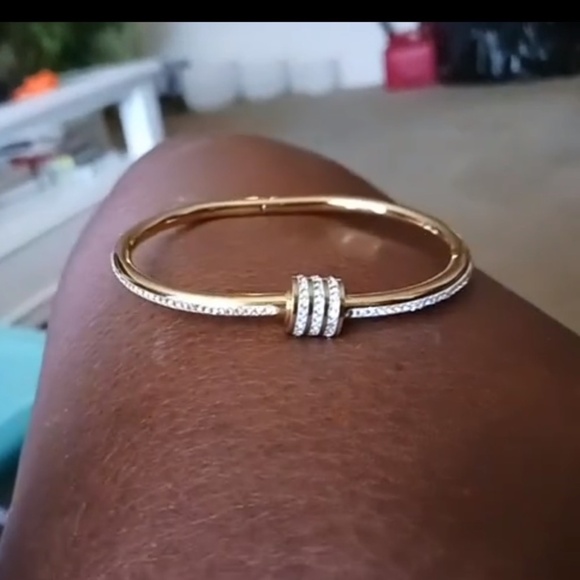 Classic 10k Gold Plated Cz Diamond Bangle bracelet - Picture 14 of 16